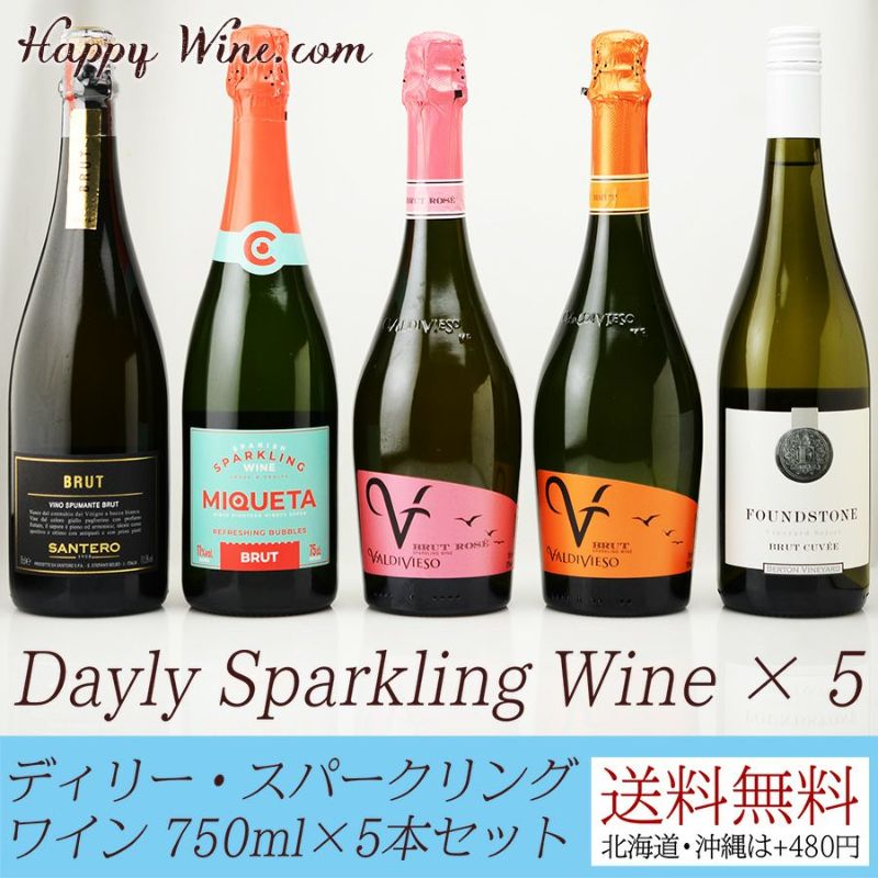 【送料無料】デイリー・スパークリングワイン 750ml×5本セット