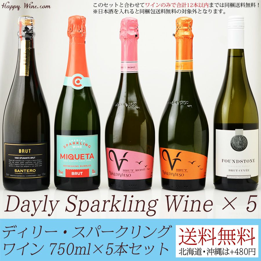 【送料無料】デイリー・スパークリングワイン 750ml×5本セット