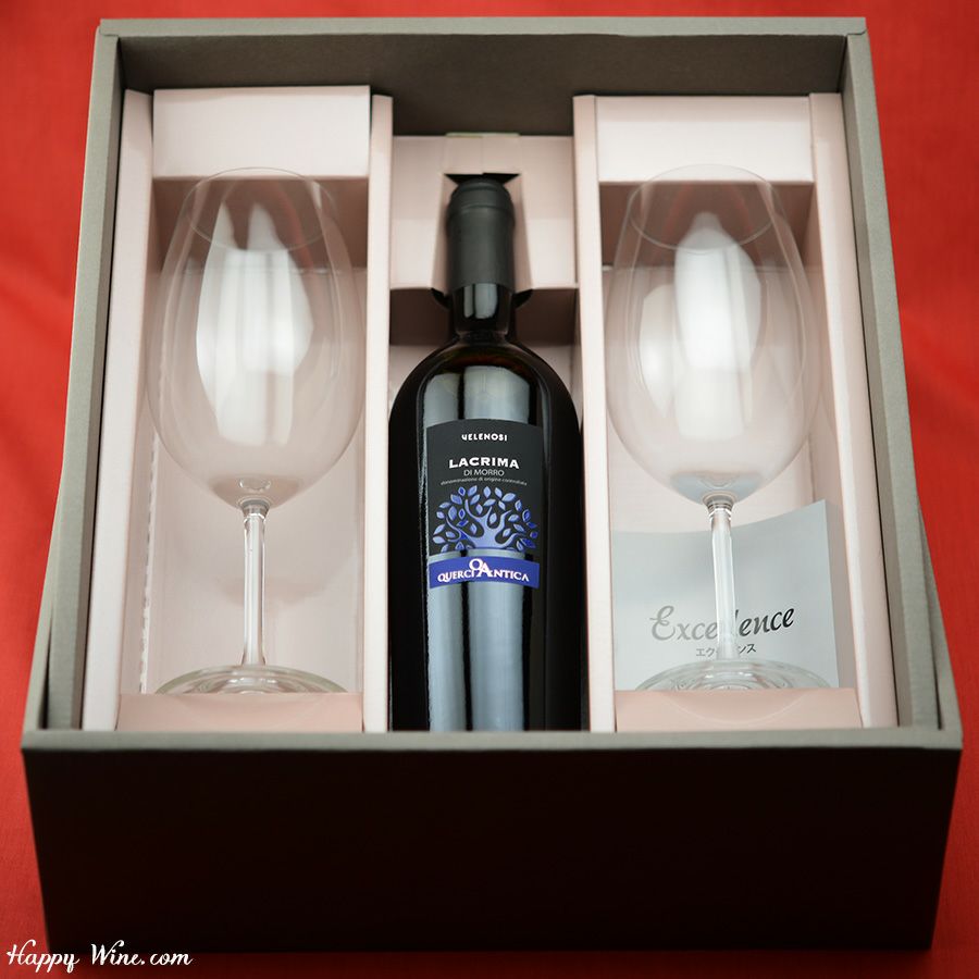 【送料込み・化粧箱入り】エクセレンス　ボルドーグラス2脚付き　ヴェレノージ　ラクリマ(赤)セット【2】　750ml